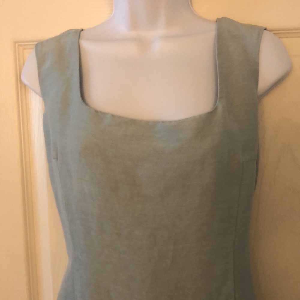 Pastel Green-Blue Sleeveless Linen Dress - Picture 9 of 16